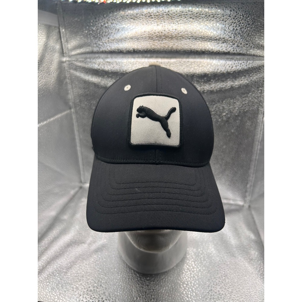 Puma Golf Hat Mens Black White Adjustable Baseball Cap Logo 908268